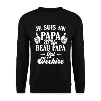 Je suis un papa et un beau papa qui déchire - Sweat-shirt Unisexe - noir - Devant - Alina (178cm) & Michal (187cm)