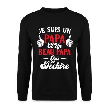 Je suis un papa et un beau papa qui déchire - Sweat-shirt Unisexe - noir - Devant - Alina (178cm) & Michal (187cm)