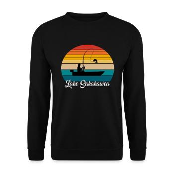 Lake Sakakawea Fishing Spot - Unisex Sweatshirt - black - Front - Alina (178cm) & Michal (187cm)
