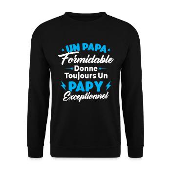Cadeau pour grand-père - Un papy exceptionnel - Sweat-shirt Unisexe - noir - Devant - Alina (178cm) & Michal (187cm)