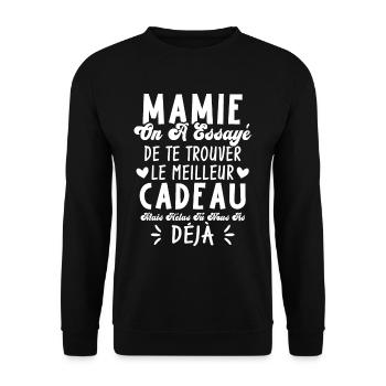 Mamie On A Essayé De Te Trouver Le Meilleur Cadeau - Sweat-shirt Unisexe - noir - Devant - Alina (178cm) & Michal (187cm)