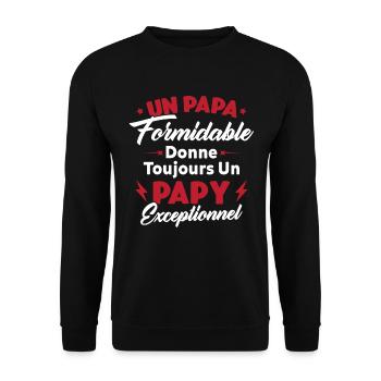 Cadeau pour grand-père - Un papy exceptionnel - Sweat-shirt Unisexe - noir - Devant - Alina (178cm) & Michal (187cm)