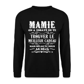 Mamie On A Essayé De Te Trouver Le Meilleur Cadeau - Sweat-shirt Unisexe - noir - Devant - Alina (178cm) & Michal (187cm)