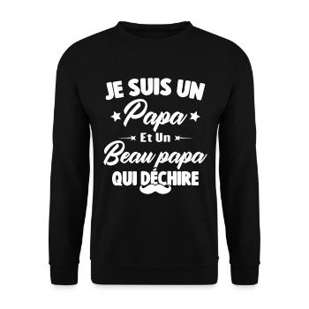 je suis un papa et beau-papa qui déchire - Sweat-shirt Unisexe - noir - Devant - Alina (178cm) & Michal (187cm)