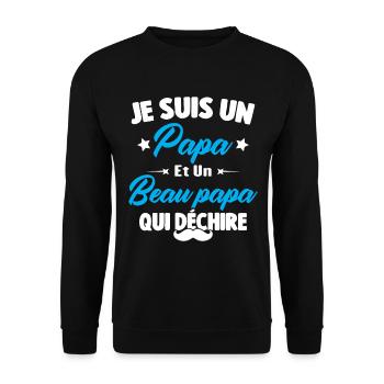 je suis un papa et beau-papa qui déchire - Sweat-shirt Unisexe - noir - Devant - Alina (178cm) & Michal (187cm)