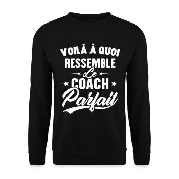 Coach Parfait Cadeau Humour Personnalisé - Sweat-shirt Unisexe - noir - Devant - Alina (178cm) & Michal (187cm)