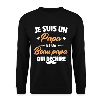 je suis un papa et beau-papa qui déchire - Sweat-shirt Unisexe - noir - Devant - Alina (178cm) & Michal (187cm)