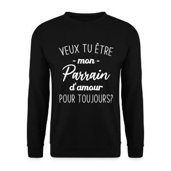 Veux Tu Être Mon Parrain d'amour pour toujours - Sweat-shirt Unisexe - noir - Devant - Alina (178cm) & Michal (187cm)