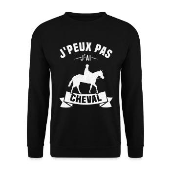 J'peux pas j'ai cheval - Sweat-shirt Unisexe - noir - Devant - Alina (178cm) & Michal (187cm)