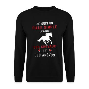 Je suis un fille j'aime les chevaux et les apéros - Sweat-shirt Unisexe - noir - Devant - Alina (178cm) & Michal (187cm)