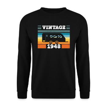 Camping Car Camping Born 1948 Birthday - Unisex Sweatshirt - black - Front - Alina (178cm) & Michal (187cm)