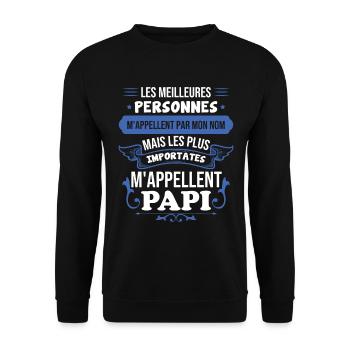Importantes personnes m'appellent papi - Sweat-shirt Unisexe - noir - Devant - Alina (178cm) & Michal (187cm)
