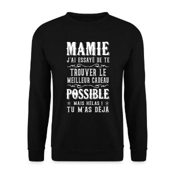 Mamie j'ai essayé de te trouver le meilleur cadeau - Sweat-shirt Unisexe - noir - Devant - Alina (178cm) & Michal (187cm)