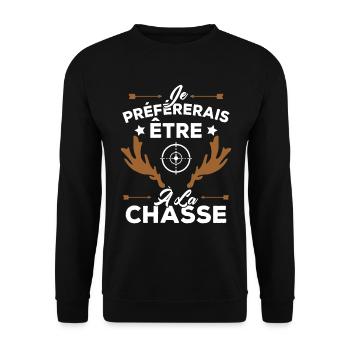 Je préférerais être à la chasse, Cadeau Chasseur - Sweat-shirt Unisexe - noir - Devant - Alina (178cm) & Michal (187cm)