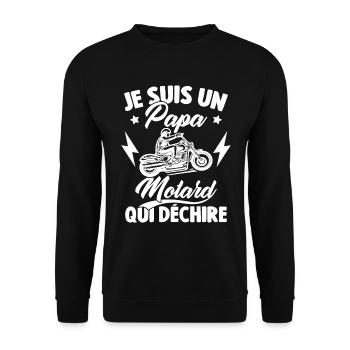 Je Suis Un Papa Motard Qui Déchire - Sweat-shirt Unisexe - noir - Devant - Alina (178cm) & Michal (187cm)