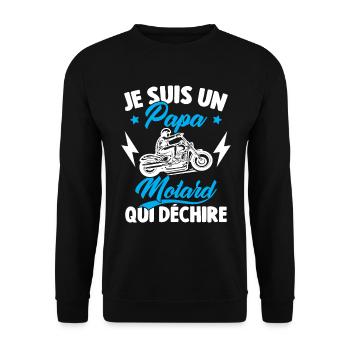 Je Suis Un Papa Motard Qui Déchire - Sweat-shirt Unisexe - noir - Devant - Alina (178cm) & Michal (187cm)
