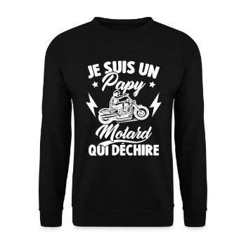 Je Suis Un Papy Motard Qui Déchire - Sweat-shirt Unisexe - noir - Devant - Alina (178cm) & Michal (187cm)