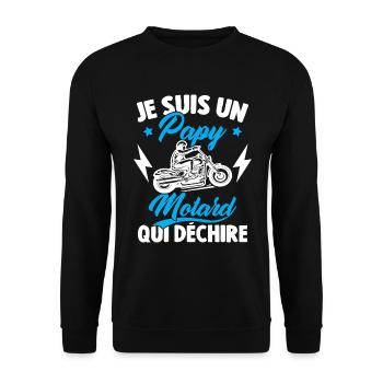 Je Suis Un Papy Motard Qui Déchire - Sweat-shirt Unisexe - noir - Devant - Alina (178cm) & Michal (187cm)