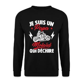 Je Suis Un Papa Motard Qui Déchire - Sweat-shirt Unisexe - noir - Devant - Alina (178cm) & Michal (187cm)