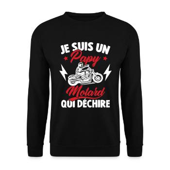 Je Suis Un Papy Motard Qui Déchire - Sweat-shirt Unisexe - noir - Devant - Alina (178cm) & Michal (187cm)