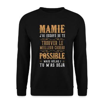 Mamie j'ai essayé de te trouver le meilleur cadeau - Sweat-shirt Unisexe - noir - Devant - Alina (178cm) & Michal (187cm)