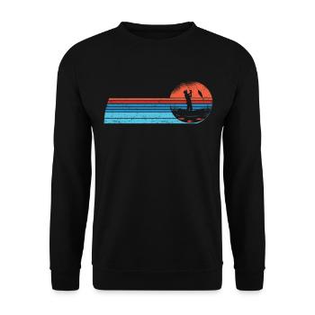 Angler Angelboot Fliegenflischen Rute Angeln - Unisex Pullover - Schwarz - Vorne - Alina (178cm) & Michal (187cm)