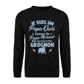Je Suis Un Papa Ours Comme Un Papa Normal - Sweat-shirt Unisexe - noir - Devant - Alina (178cm) & Michal (187cm)