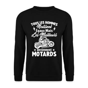 Hommes naissent égaux meilleurs deviennent motards - Sweat-shirt Unisexe - noir - Devant - Alina (178cm) & Michal (187cm)