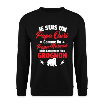 Je Suis Un Papa Ours Comme Un Papa Normal - Sweat-shirt Unisexe - noir - Devant - Alina (178cm) & Michal (187cm)