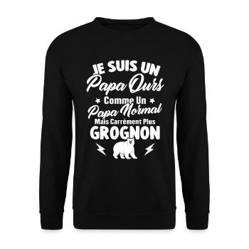 Je Suis Un Papa Ours Comme Un Papa Normal - Sweat-shirt Unisexe - noir - Devant - Alina (178cm) & Michal (187cm)