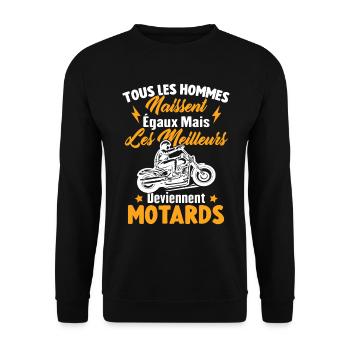 Hommes naissent égaux meilleurs deviennent motards - Sweat-shirt Unisexe - noir - Devant - Alina (178cm) & Michal (187cm)