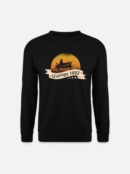 Angler Jahrgang 1992 Geburtstag Angelboot - Unisex Pullover - Schwarz
