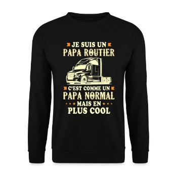 Je suis un papa routier c'est comme un papa - Sweat-shirt Unisexe - noir - Devant - Alina (178cm) & Michal (187cm)