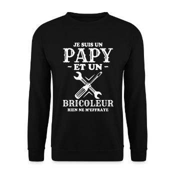 Je suis un Papy et un Bricoleur Cadeau grand-père - Sweat-shirt Unisexe - noir - Devant - Alina (178cm) & Michal (187cm)