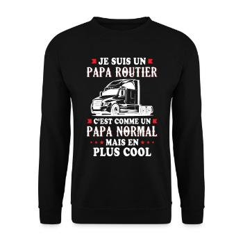 Je Suis Un Papa Routier C'est Comme Un Papa - Sweat-shirt Unisexe - noir - Devant - Alina (178cm) & Michal (187cm)