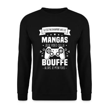 Si C'est Pas En Rapport Avec Les Mangas Jeux Vidéo - Sweat-shirt Unisexe - noir - Devant - Alina (178cm) & Michal (187cm)