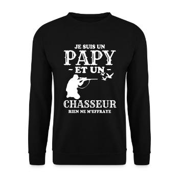 Je Suis Un Papa Et Un Chasseur - Sweat-shirt Unisexe - noir - Devant - Alina (178cm) & Michal (187cm)