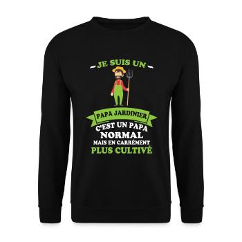 Je Suis Un Papa Jardinier C'est Un Papa Normal - Sweat-shirt Unisexe - noir - Devant - Alina (178cm) & Michal (187cm)