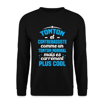 Tonton et Contrebassiste comme un tonton normal - Sweat-shirt Unisexe - noir - Devant - Alina (178cm) & Michal (187cm)