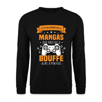 Si C'est Pas En Rapport Avec Les Mangas Jeux Vidéo - Sweat-shirt Unisexe - noir - Devant - Alina (178cm) & Michal (187cm)