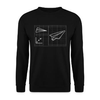 Papier-Flugzeug Piloten Mathe-Lehrer Ingenieur - Unisex Pullover - Schwarz - Vorne - Alina (178cm) & Michal (187cm)
