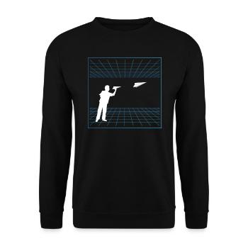 Papier-Flugzeug Piloten Mathe-Lehrer Ingenieur - Unisex Pullover - Schwarz - Vorne - Alina (178cm) & Michal (187cm)