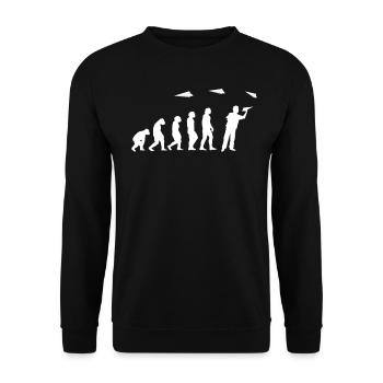 Papier-Flugzeug Piloten Mathe-Lehrer Evolution - Unisex Pullover - Schwarz - Vorne - Alina (178cm) & Michal (187cm)