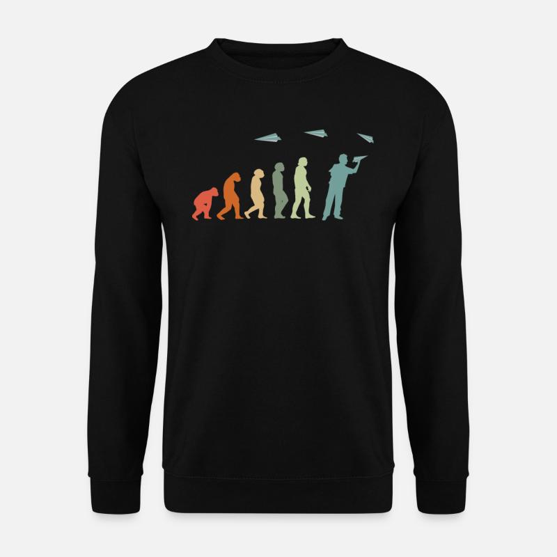 Papier-Flugzeug Piloten Mathe-Lehrer Evolution - Unisex Pullover - Schwarz