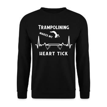 Trampolin Fitness Kunstturner Workout Herzschlag - Unisex Pullover - Schwarz - Vorne - Alina (178cm) & Michal (187cm)
