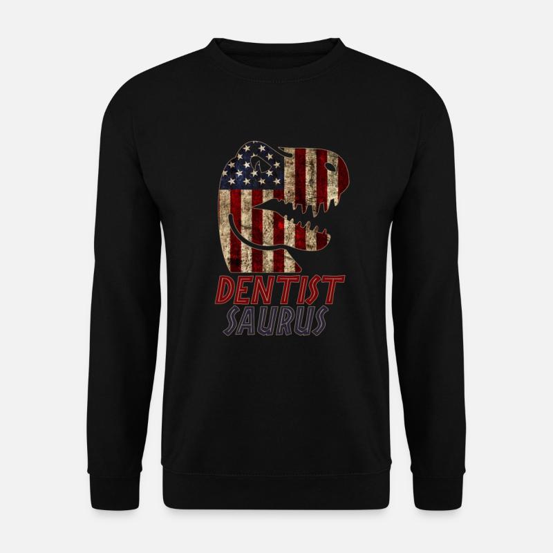 Patriotic Dentist Dinosaur - Unisex Pullover - Schwarz