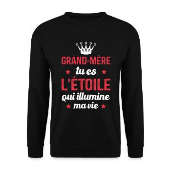 Grand-mère tu es l'étoile qui illumine ma vie - Sweat-shirt Unisexe - noir - Devant - Alina (178cm) & Michal (187cm)