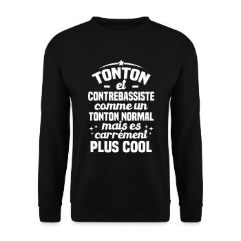 Tonton et Contrebassiste comme un tonton normal - Sweat-shirt Unisexe - noir - Devant - Alina (178cm) & Michal (187cm)