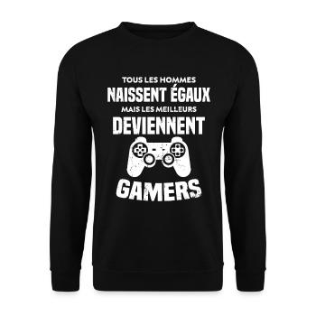 Tous Les Hommes Naissent Égaux - Meilleurs Gamers - Sweat-shirt Unisexe - noir - Devant - Alina (178cm) & Michal (187cm)