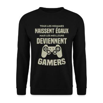 Tous Les Hommes Naissent Égaux - Meilleurs Gamers - Sweat-shirt Unisexe - noir - Devant - Alina (178cm) & Michal (187cm)
